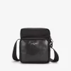Bolsos laterales de piel y sarga de nailon para hombre