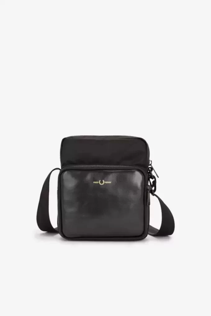 Bolsos laterales de piel y sarga de nailon para hombre