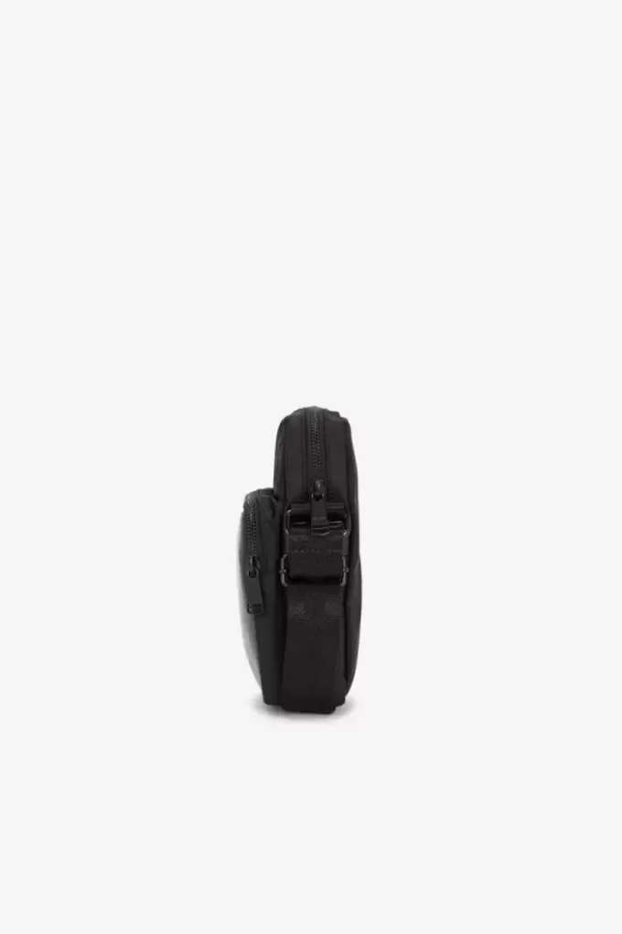 Bolsos laterales de piel y sarga de nailon para hombre