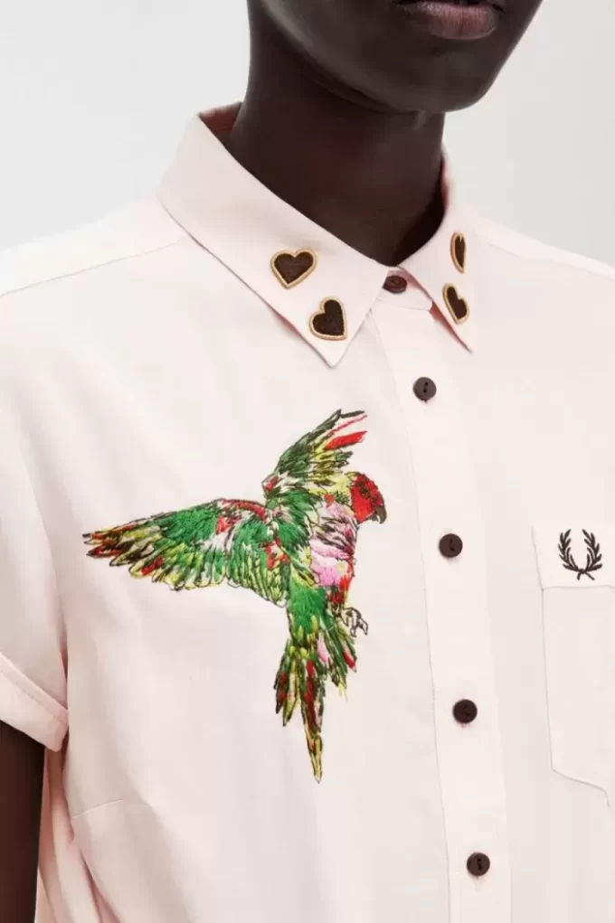 Camisa bordada con lazo para mujer Camisa bordada con lazo para mujer
