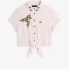 Camisa bordada con lazo para mujer Camisa bordada con lazo para mujer