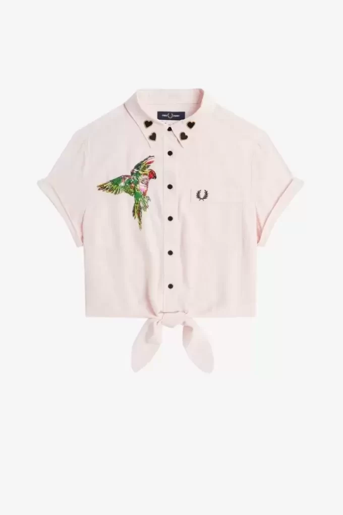 Camisa bordada con lazo para mujer Camisa bordada con lazo para mujer