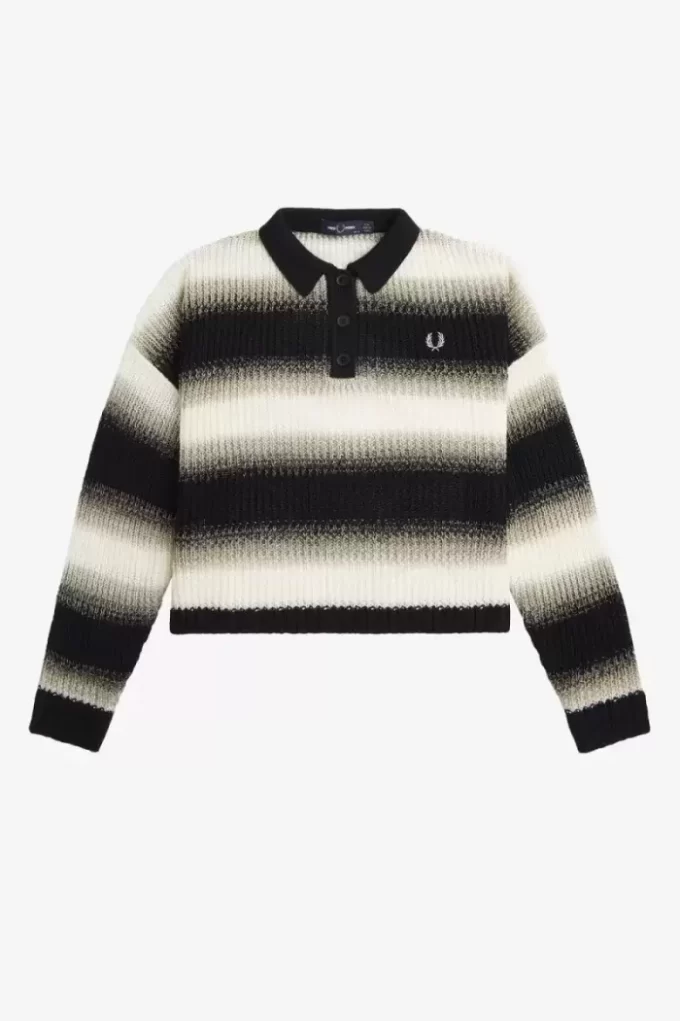 Camisa de mujer de punto abierto a rayas