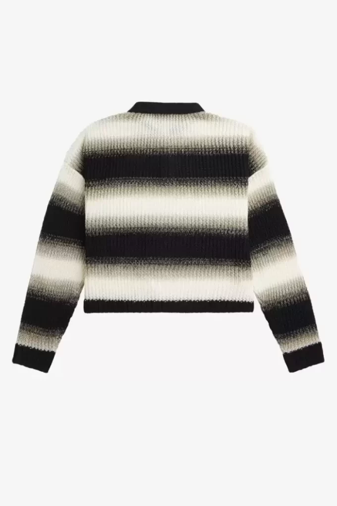 Camisa de mujer de punto abierto a rayas