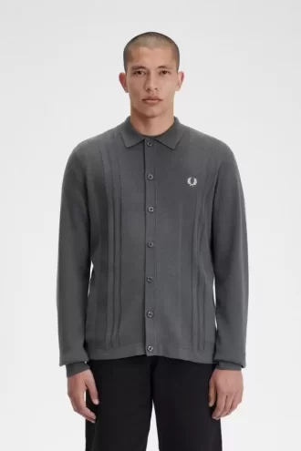 Camisa de punto con botones para hombre Camisa de punto con botones para hombre