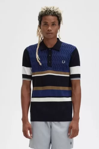Camisa de punto con paneles de rombos para hombre Camisa de punto con paneles de rombos para hombre