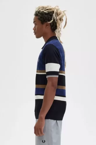 Camisa de punto con paneles de rombos para hombre Camisa de punto con paneles de rombos para hombre