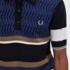 Camisa de punto con paneles de rombos para hombre