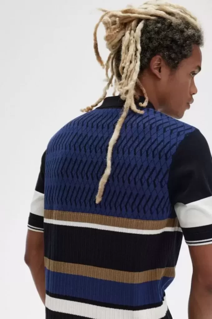Camisa de punto con paneles de rombos para hombre