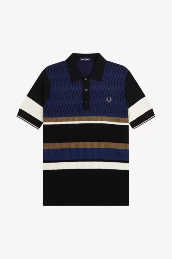 Camisa de punto con paneles de rombos para hombre