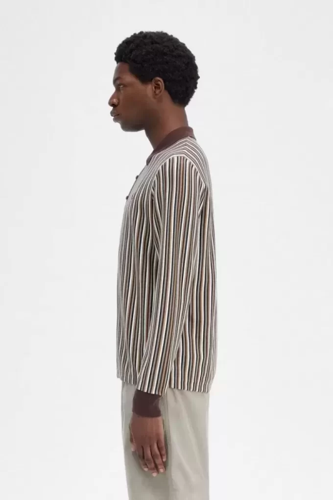 Camisa de punto de rayas finas para hombre Camisa de punto de rayas finas para hombre