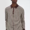 Camisa de punto de rayas finas para hombre Camisa de punto de rayas finas para hombre