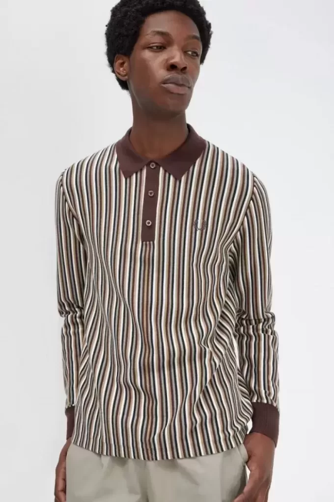 Camisa de punto de rayas finas para hombre Camisa de punto de rayas finas para hombre