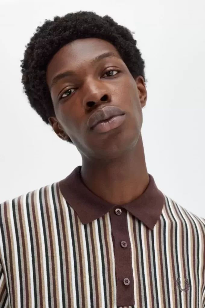 Camisa de punto de rayas finas para hombre Camisa de punto de rayas finas para hombre