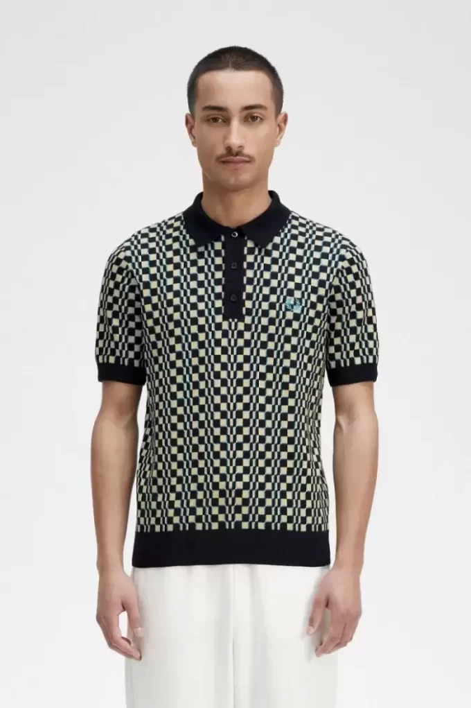 Camisa de punto para hombre con cuadros escoceses