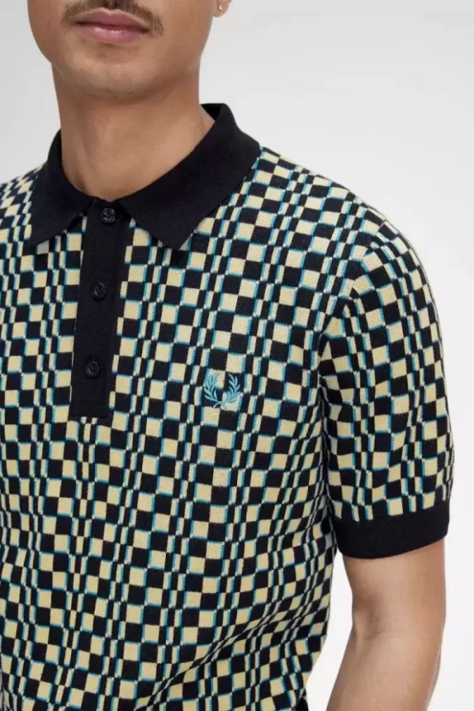 Camisa de punto para hombre con cuadros escoceses