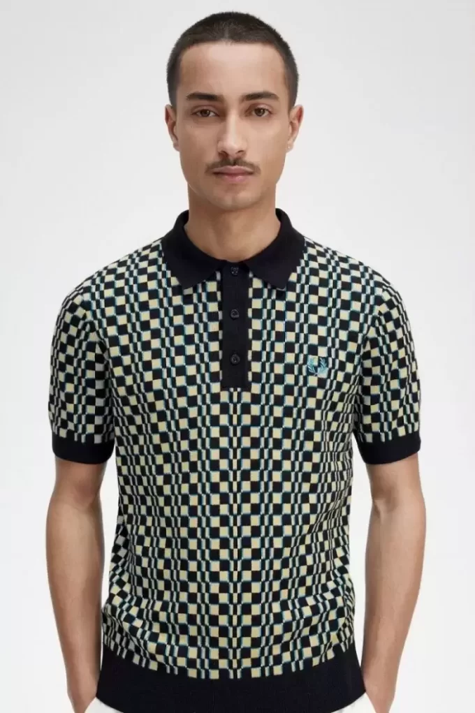 Camisa de punto para hombre con cuadros escoceses