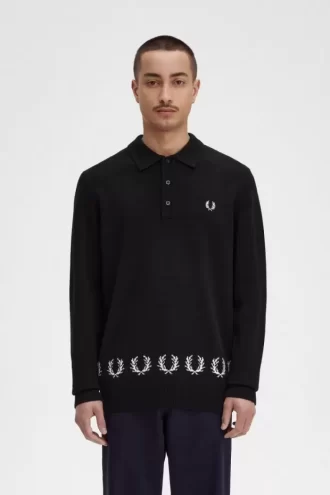 Camisa de punto para hombre con ribete de corona de laurel