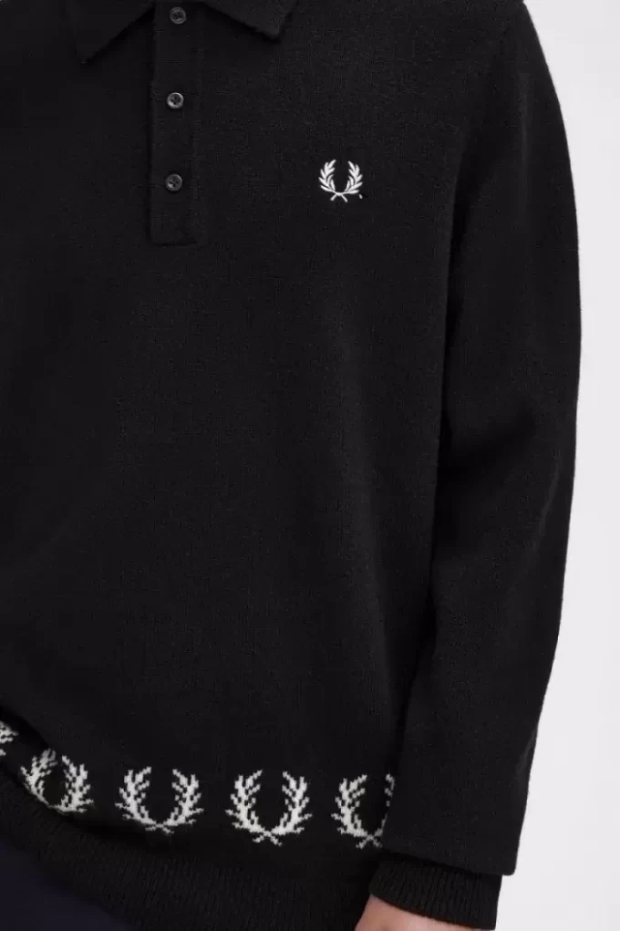 Camisa de punto para hombre con ribete de corona de laurel