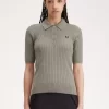 Camisa de punto para mujer con detalle de pointelle Camisa de punto para mujer con detalle de pointelle
