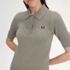 Camisa de punto para mujer con detalle de pointelle Camisa de punto para mujer con detalle de pointelle