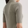 Camisa de punto para mujer con detalle de pointelle Camisa de punto para mujer con detalle de pointelle