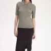 Camisa de punto para mujer con detalle de pointelle Camisa de punto para mujer con detalle de pointelle