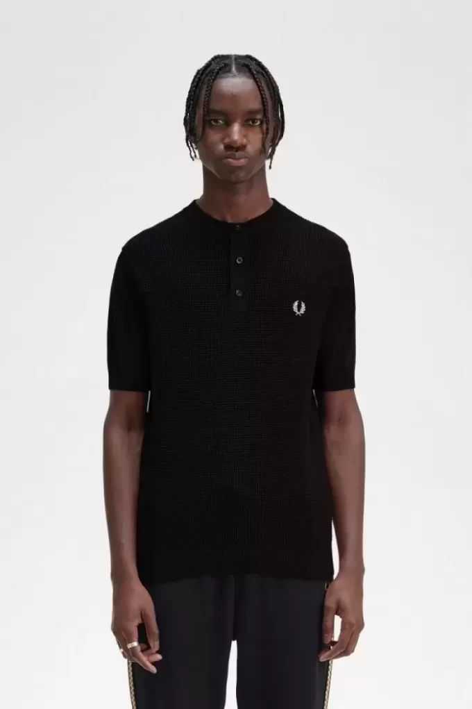 Camisa Henley con punto gofre para hombre