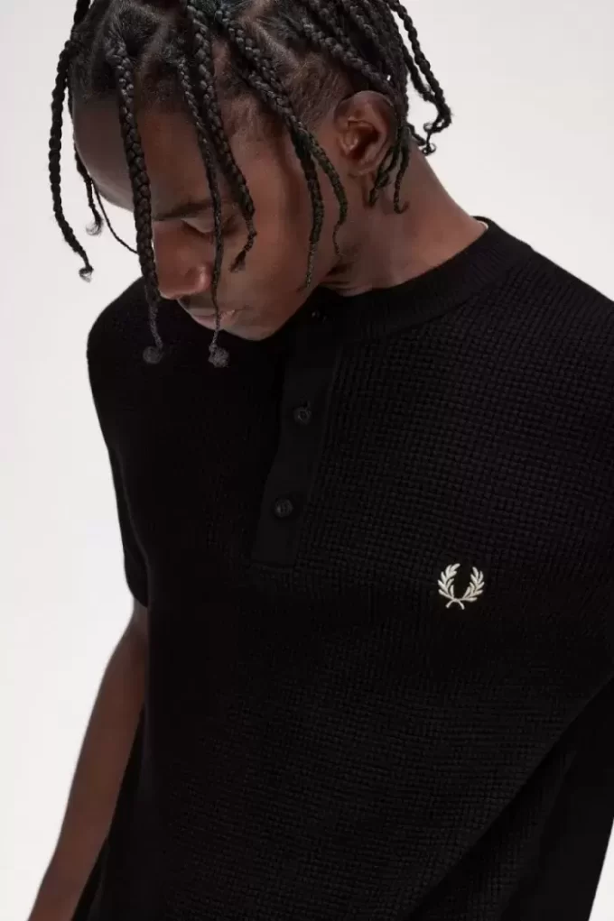 Camisa Henley con punto gofre para hombre