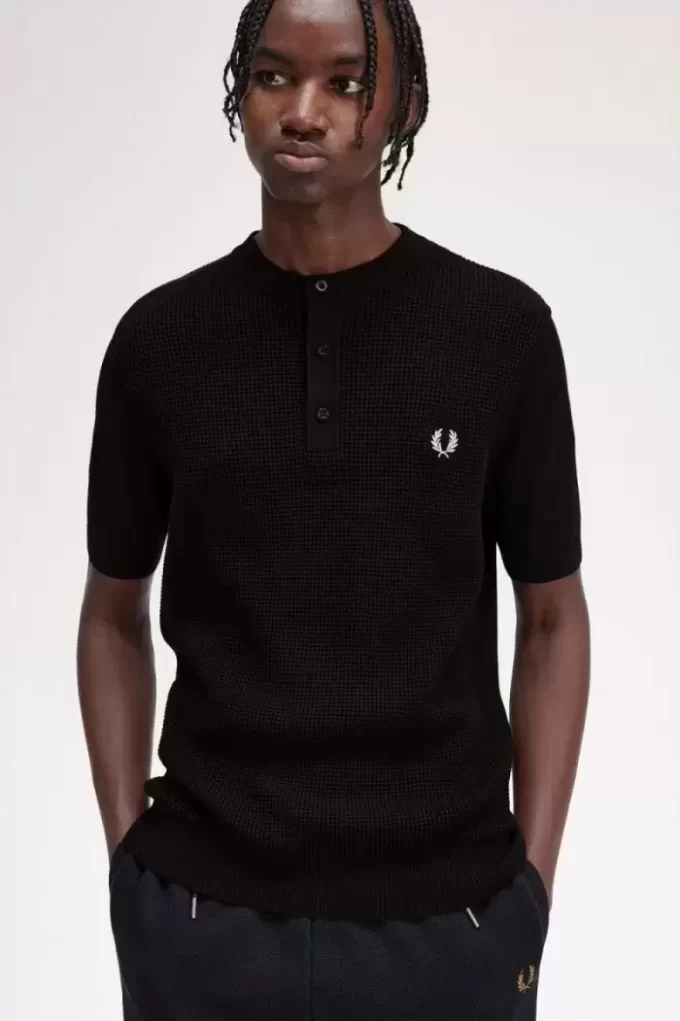 Camisa Henley con punto gofre para hombre