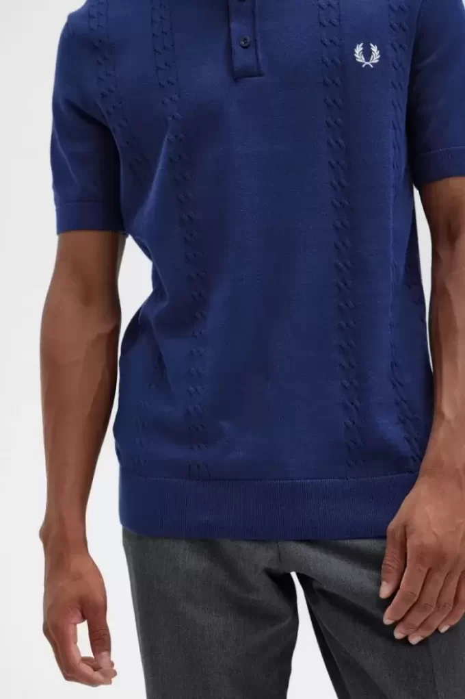 Camisa Henley de punto trenzado para hombre