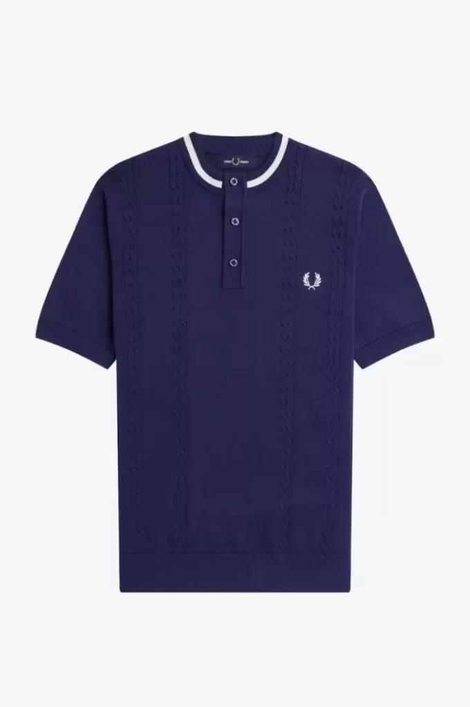 Camisa Henley de punto trenzado para hombre
