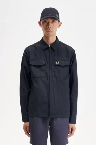 Camisa texturizada con cremallera para hombre