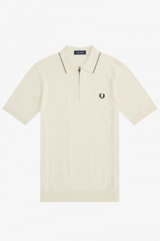 Camisas de punto con cuello con cremallera y detalle de cable