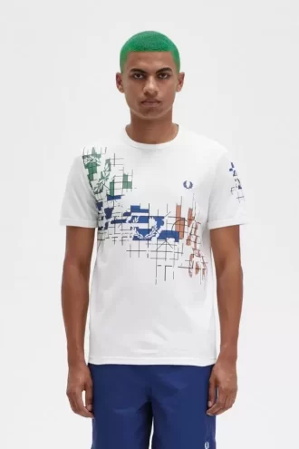 Camiseta con estampado de cuadrícula para hombre