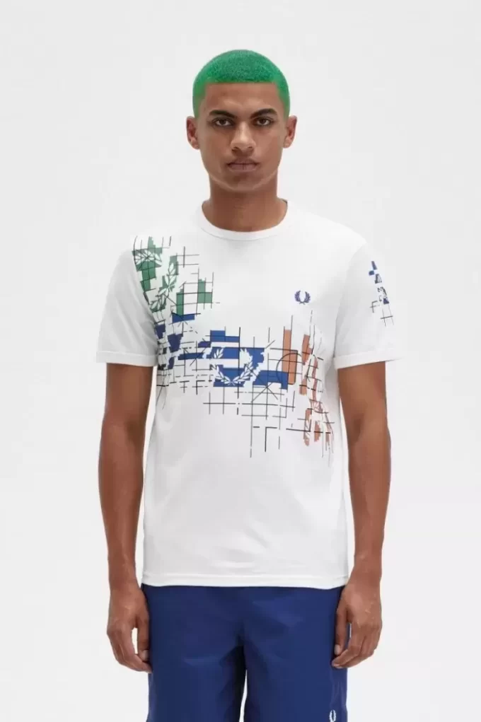 Camiseta con estampado de cuadrícula para hombre