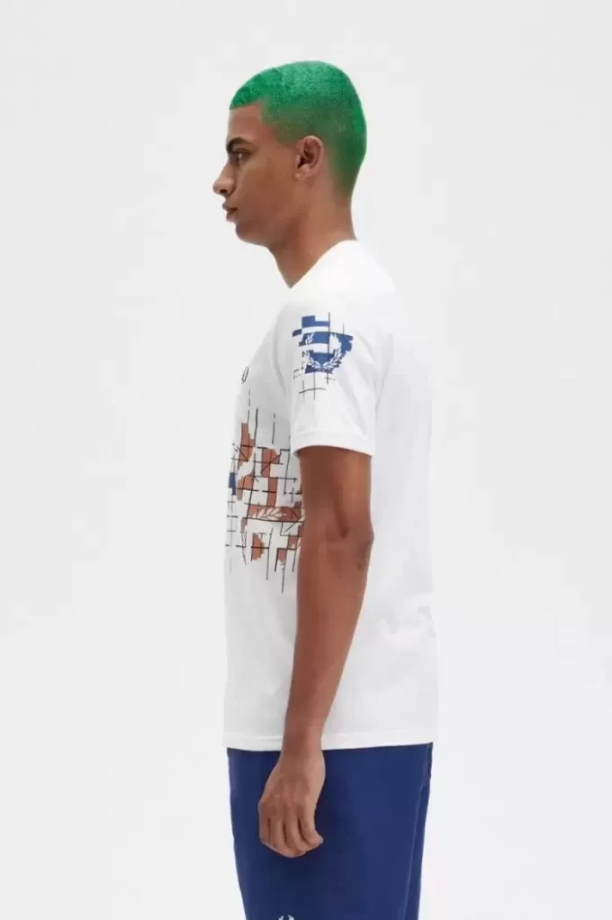 Camiseta con estampado de cuadrícula para hombre
