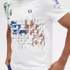 Camiseta con estampado de cuadrícula para hombre