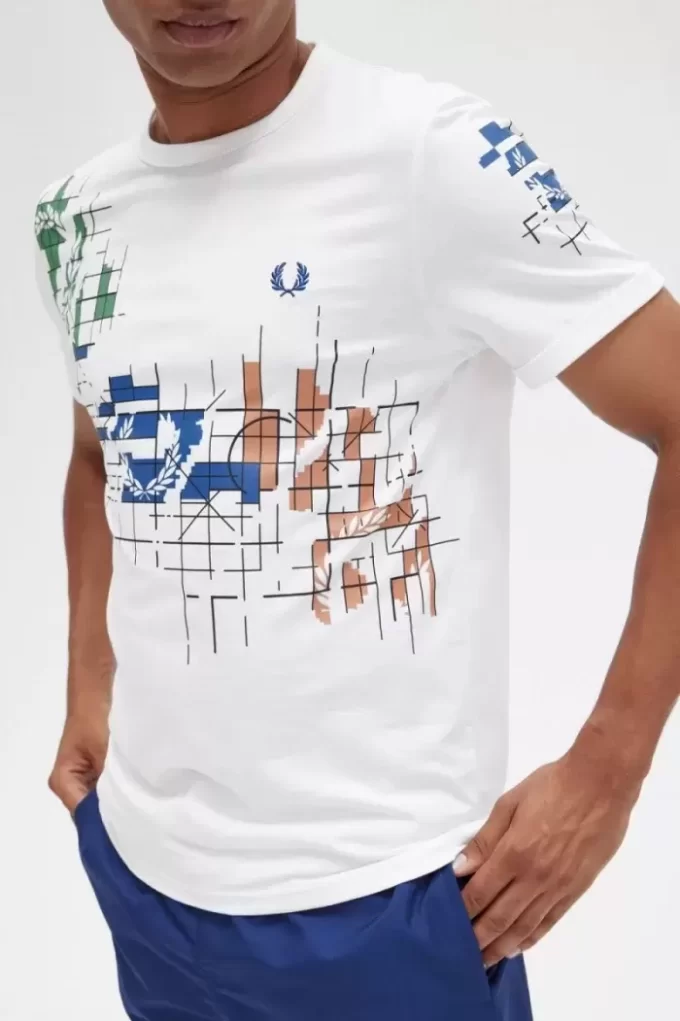 Camiseta con estampado de cuadrícula para hombre