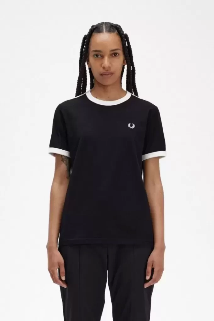 Camiseta con ribetes encintados para mujer