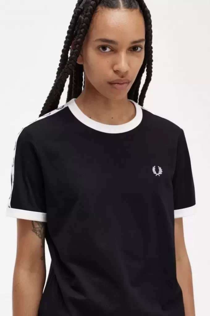 Camiseta con ribetes encintados para mujer
