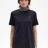 Camiseta de cuello alto con ribete de jacquard para mujer Camiseta de cuello alto con ribete de jacquard para mujer