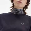Camiseta de cuello alto con ribete de jacquard para mujer Camiseta de cuello alto con ribete de jacquard para mujer