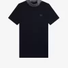 Camiseta de cuello alto con ribete de jacquard para mujer Camiseta de cuello alto con ribete de jacquard para mujer