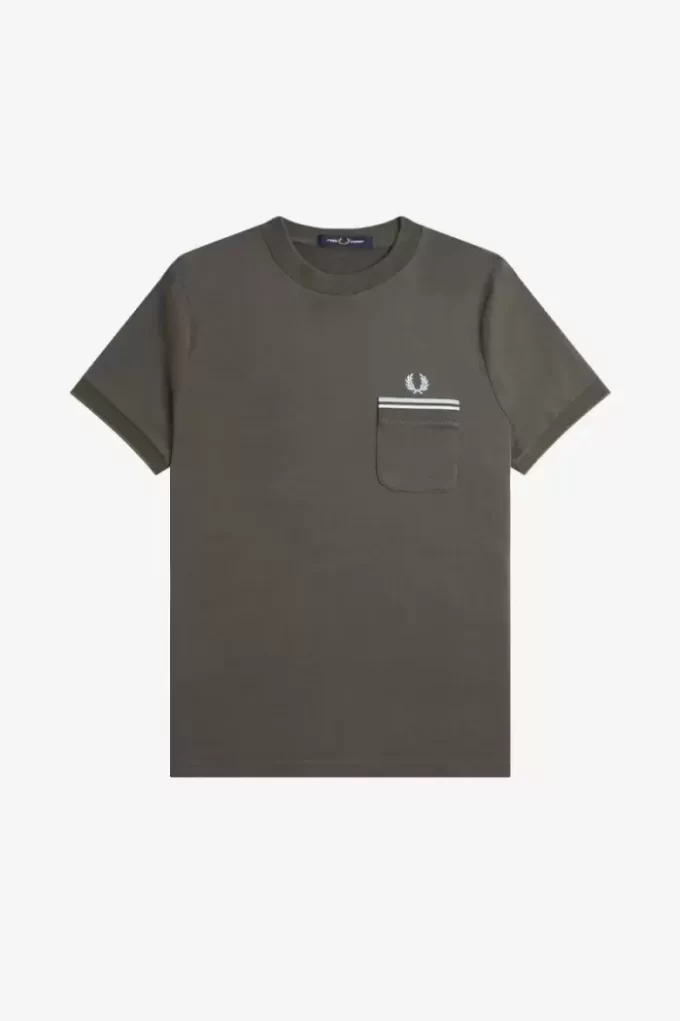 Camiseta de hombre con bolsillo con ribete doble