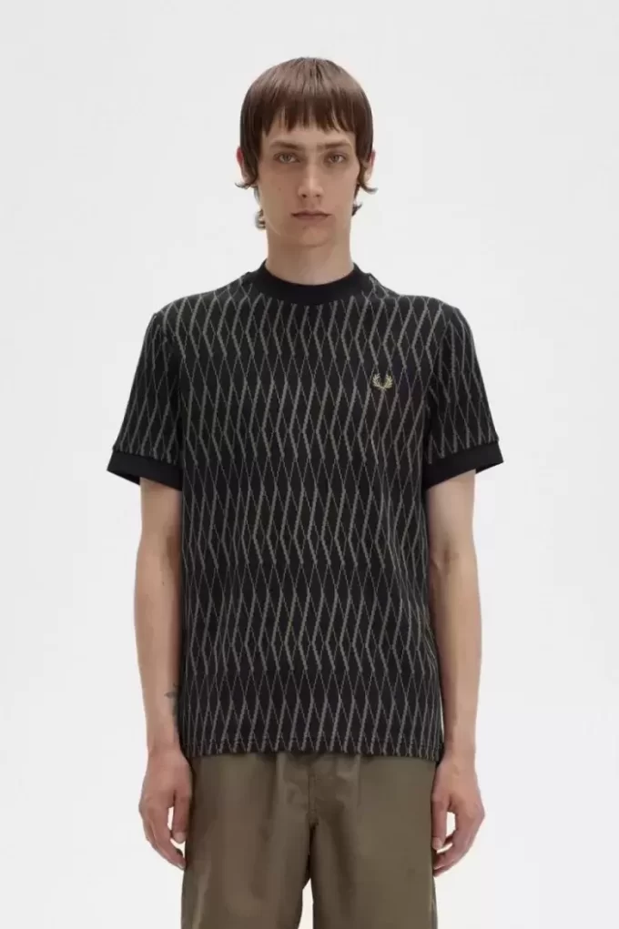 Camiseta de jacquard con rombos para hombre