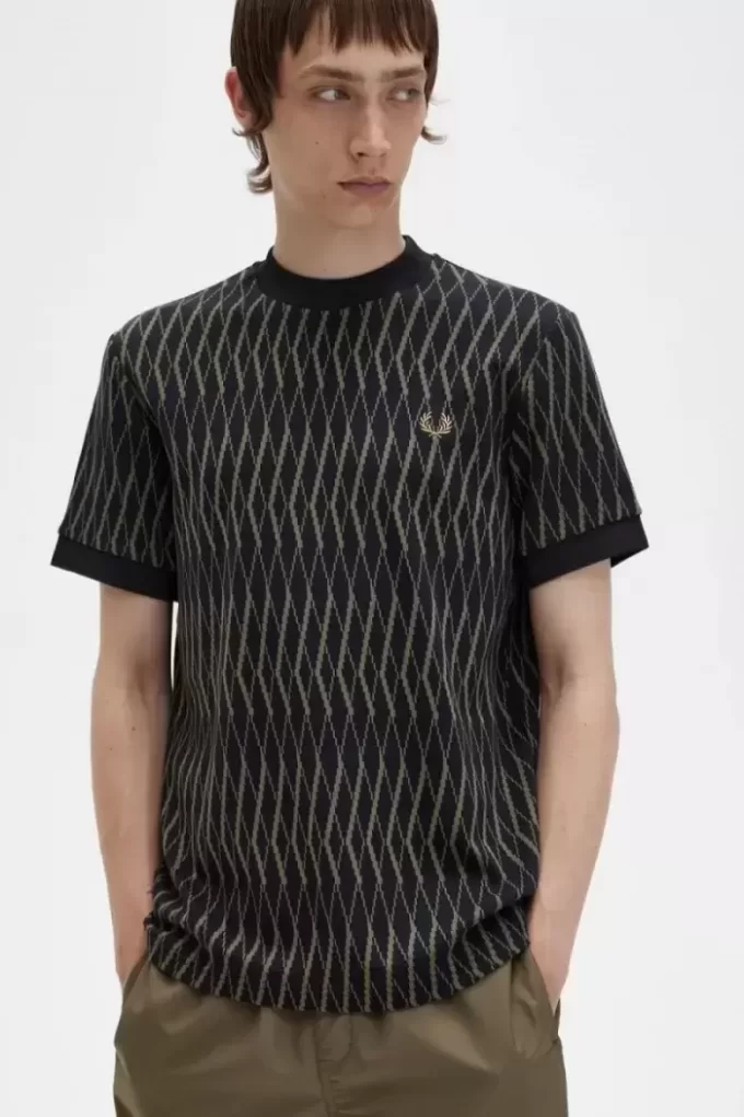 Camiseta de jacquard con rombos para hombre