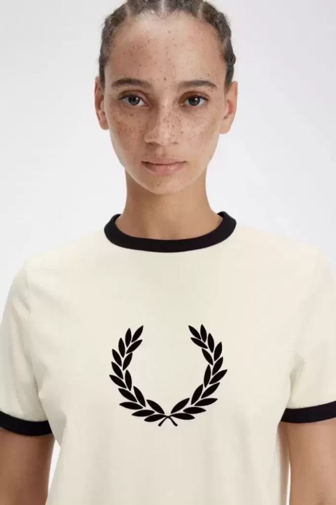 Camiseta de mujer con corona de laurel flocada