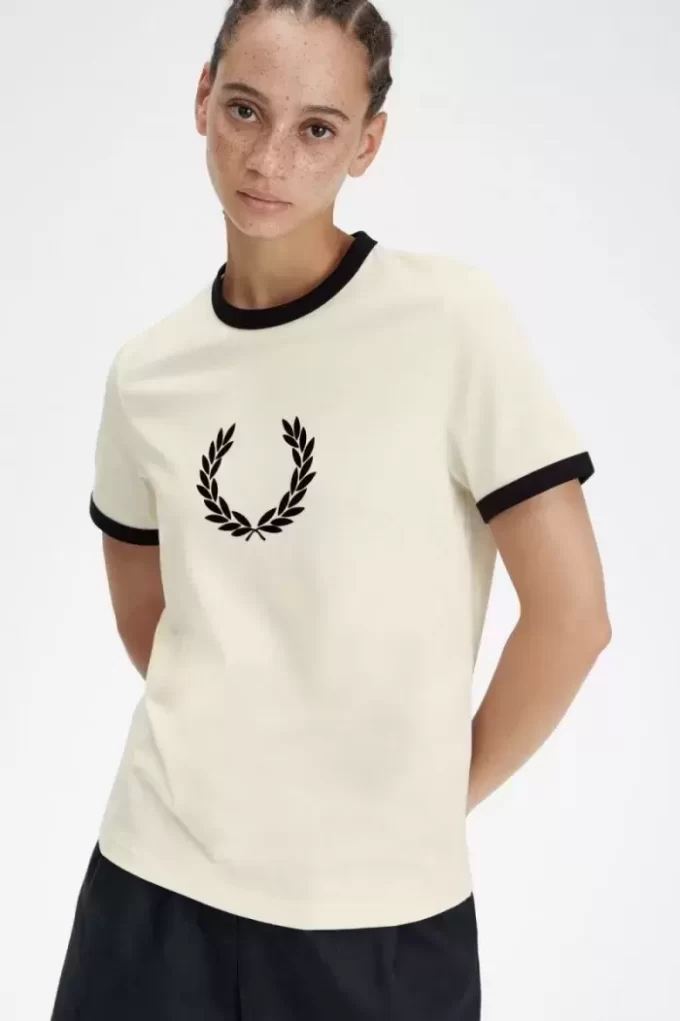 Camiseta de mujer con corona de laurel flocada