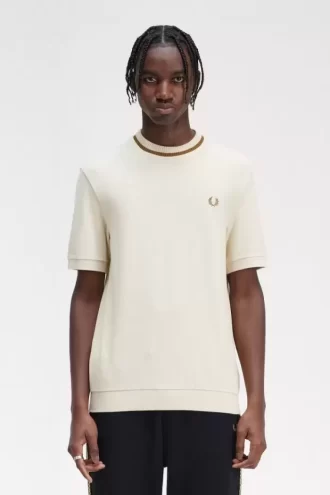 Camiseta de piqué con cuello redondo para hombre